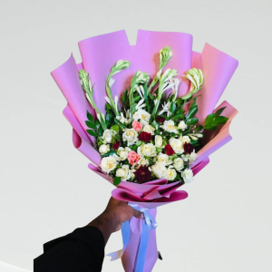 Pink & White Rose, gladiolus pink Bouquet