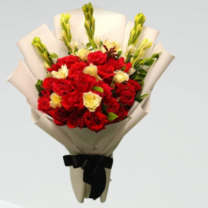 Gladiolus, Roses & White Daisy Flowers Bouquet