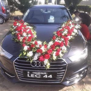 WHITE GLAD & RED ROSE CAR DECORE