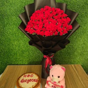 Premium Birthday Bouquet with Teddy